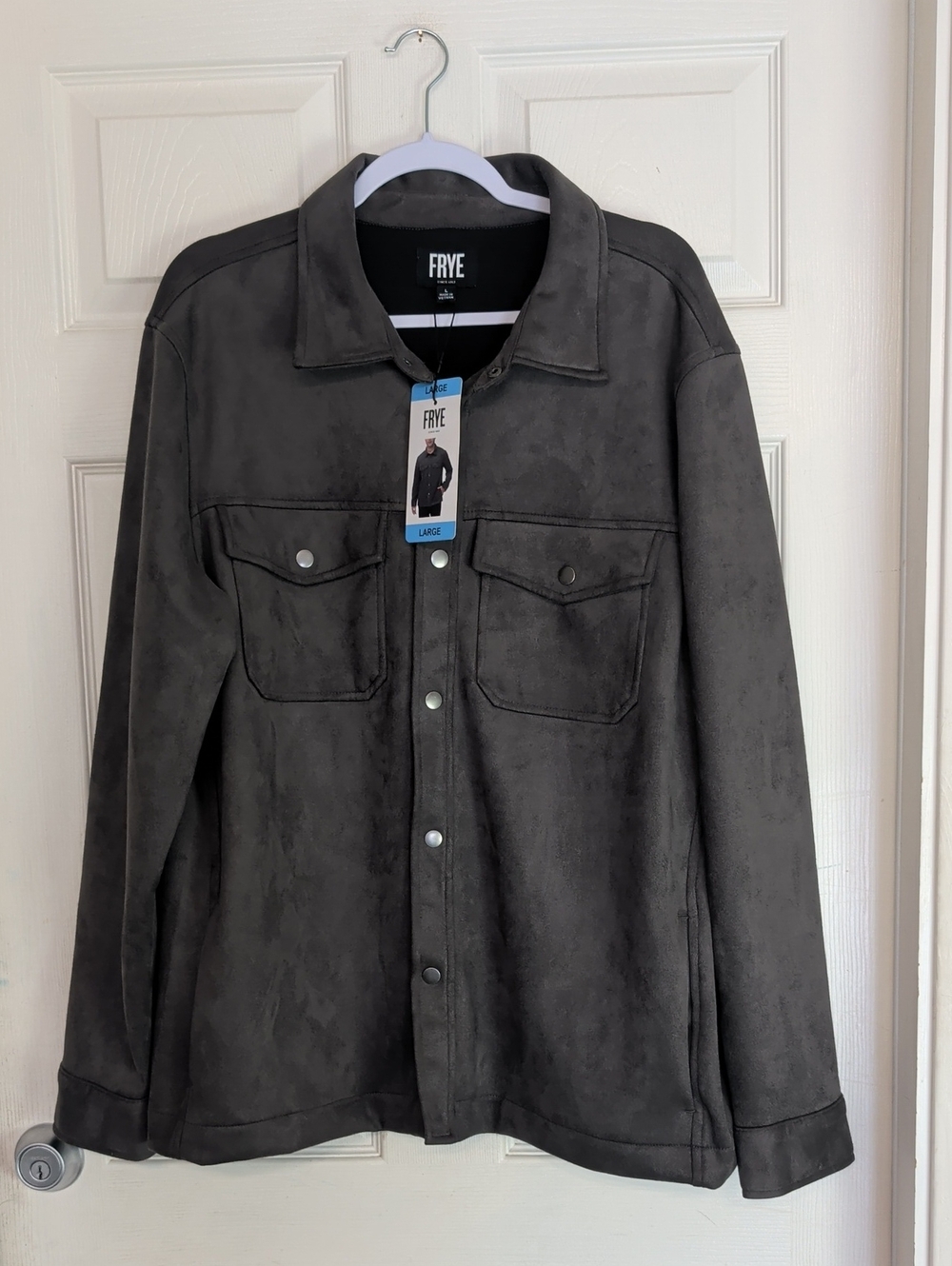 Frye Men's Faux Suede Shirt Jacket Charcoal Grey Color Men Large New